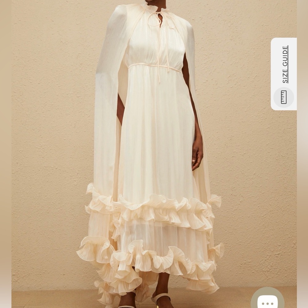 Miss Rosier Cape Chic Cream Ruffle Maxi Dress